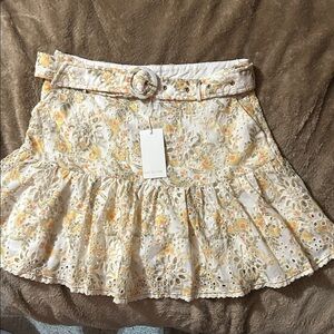 SOFIE THE LABEL Floral Lace Skirt with Belt, pockets and side zipper and lined